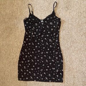 H&M Black Floral Mini Dress